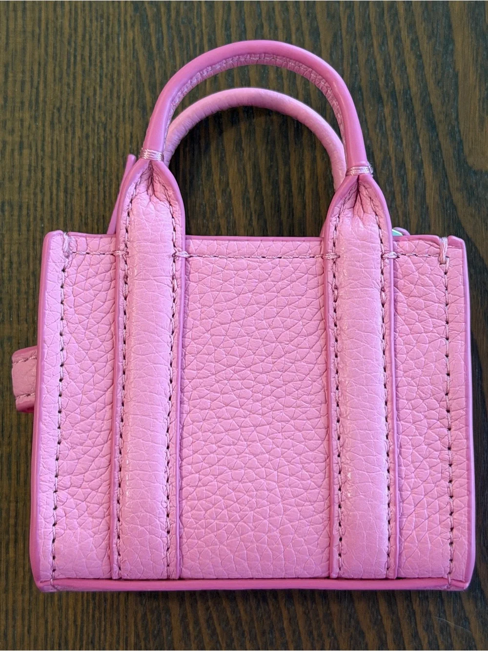 Marc Jacobs Pink Mini Pebbled Leather Tote with Bold Logo